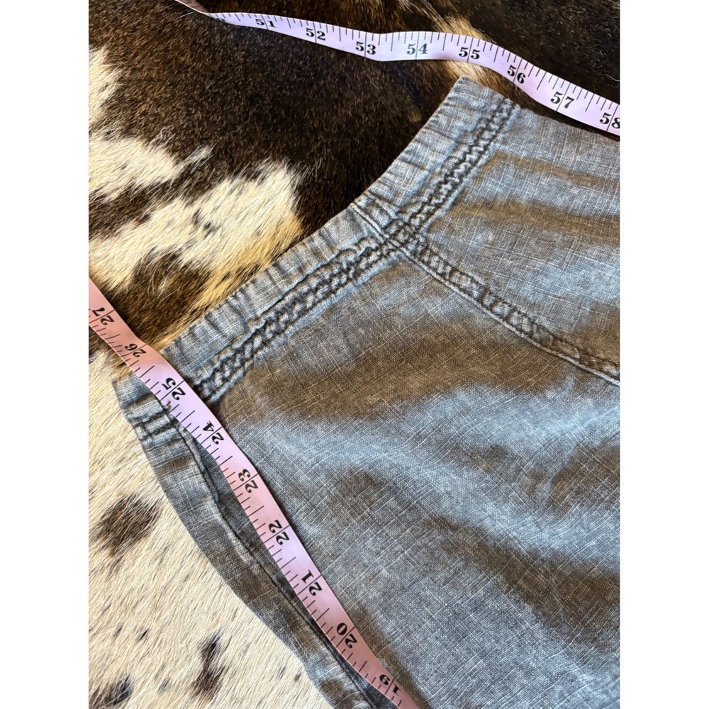 FREE PEOPLE High Road Pull On Linen Blend Barrel Pants Size Large Acid Wash - Picture 6 of 9